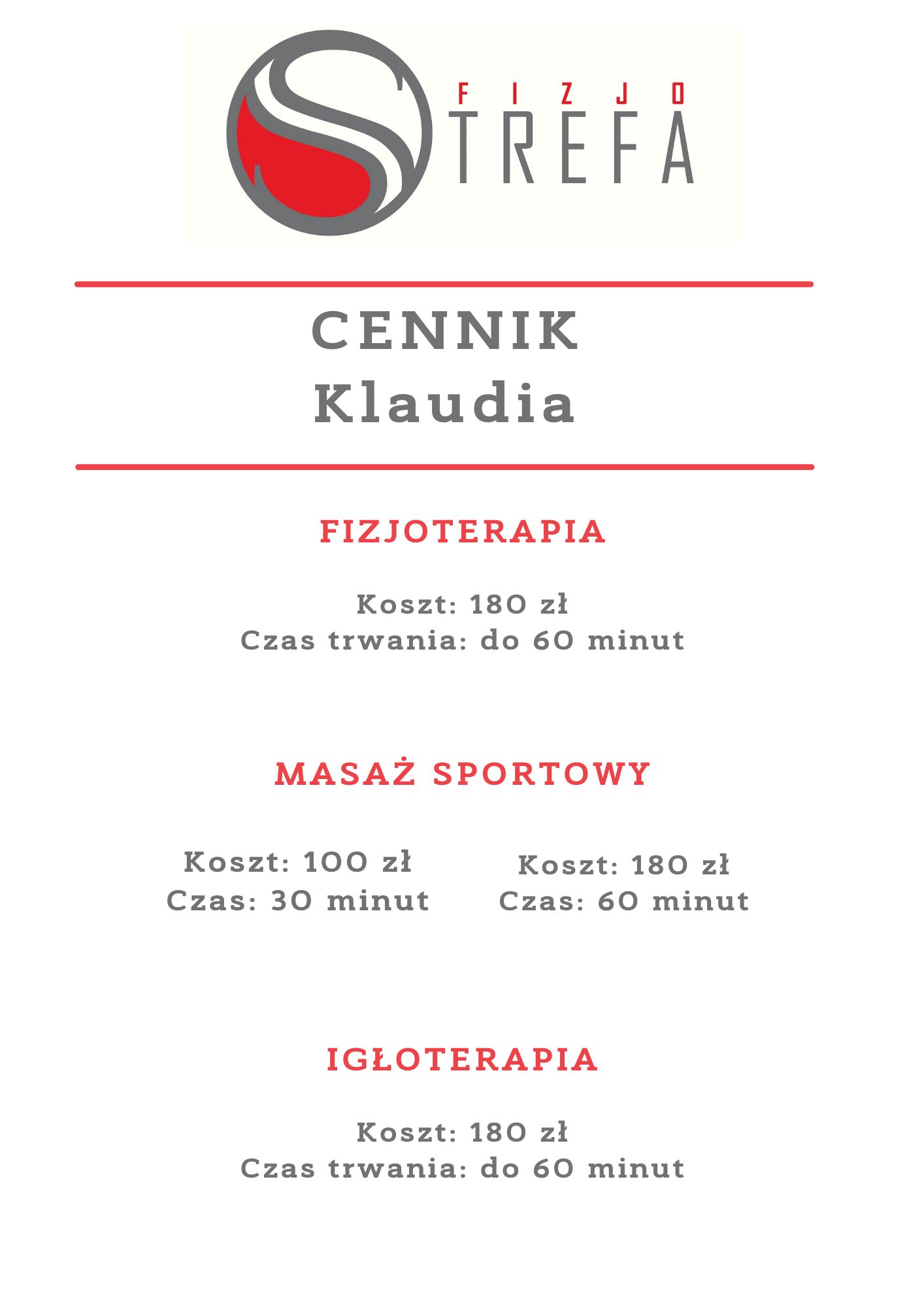 Cennik Klaudia